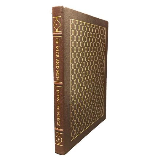 Brown leather-bound edition of John Steinbeck's classic novel, Of Mice and Men, available at Kadri Books