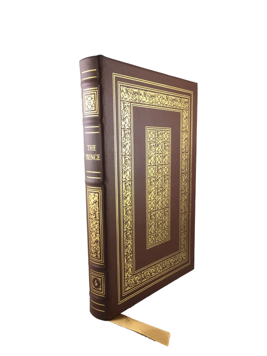 Brown leather-bound edition of Niccolò Machiavelli's influential political treatise, The Prince, available at Kadri Books